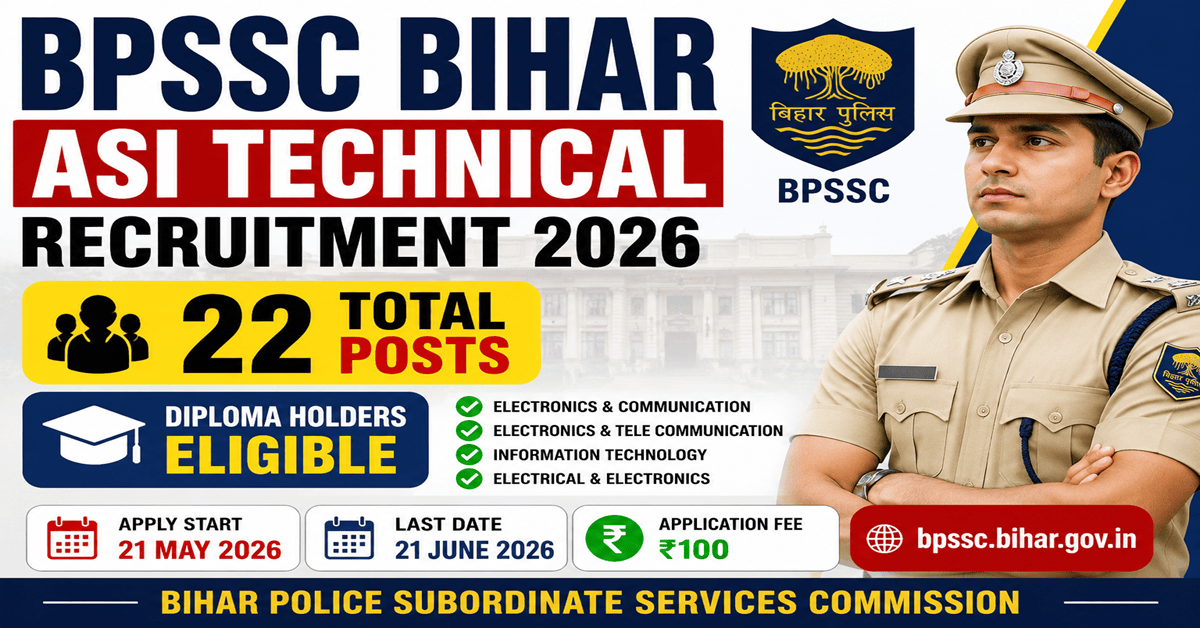 BPSSC Bihar ASI Technical Recruitment 2026