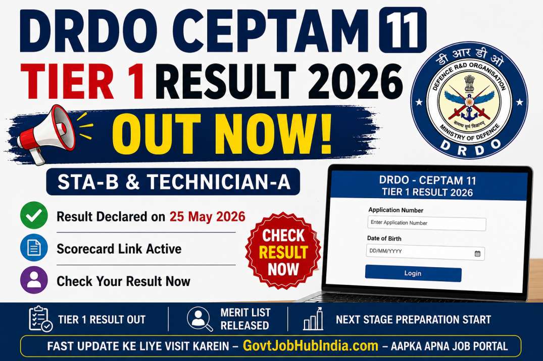 DRDO CEPTAM 11 Tier 1 Result 2026 Out