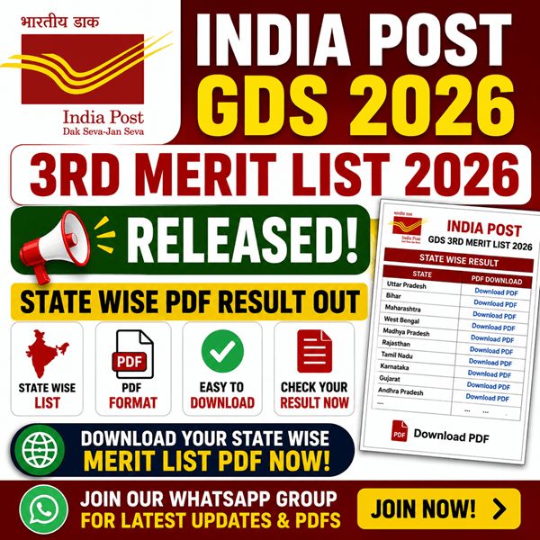 India Post GDS 3rd Merit List 2026 released online
