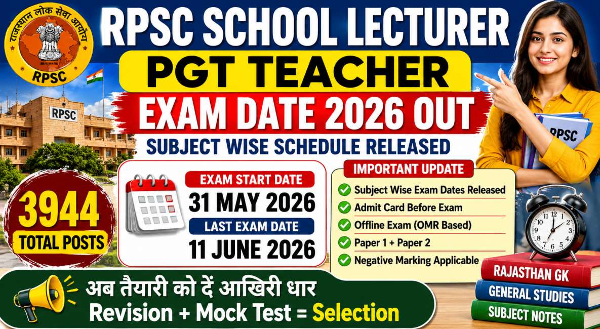 RPSC School Lecturer Exam Date 2026