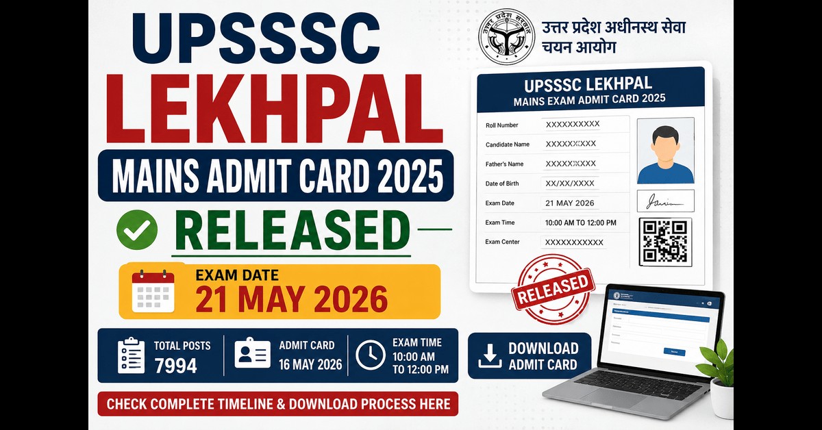UPSSSC Lekhpal Mains Admit Card 2025 Out