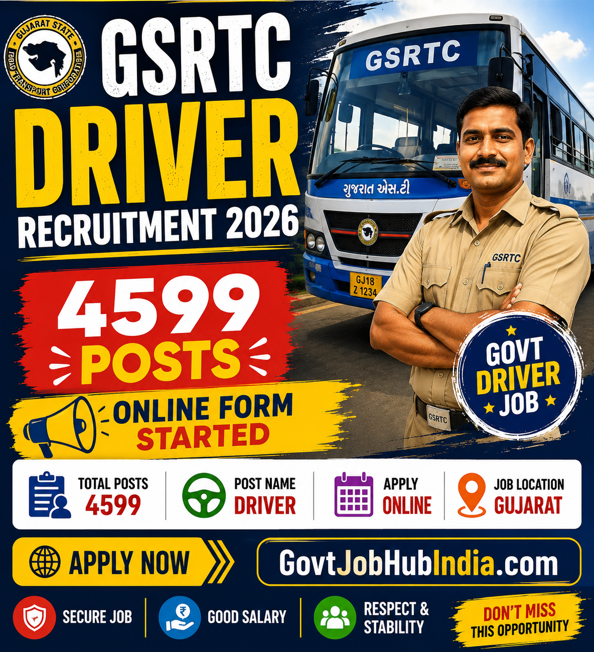 GSRTC Driver Recruitment 2026
