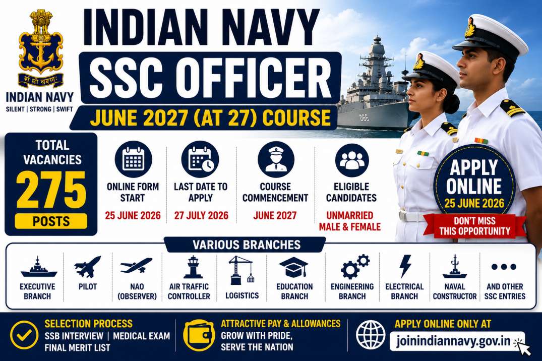 Indian Navy SSC Officer June 2027 (AT 27) Online Form 2026