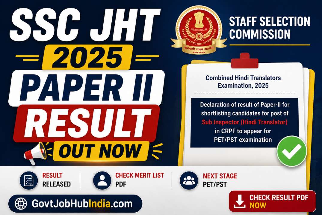 SSC JHT 2025 Paper II Result