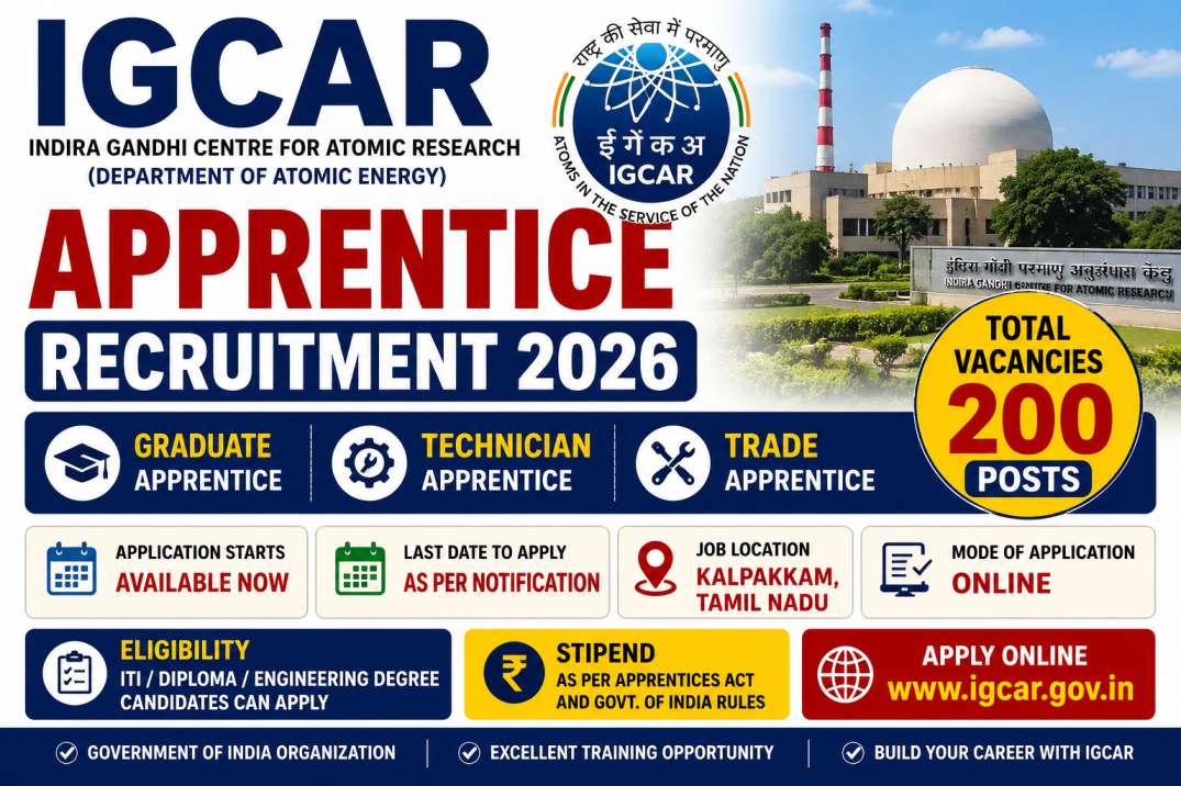 IGCAR Apprentice Recruitment 2026