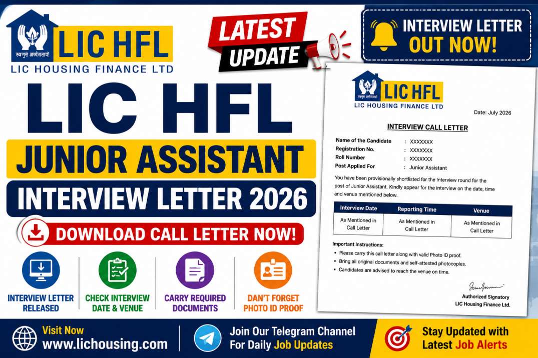 LIC HFL Junior Assistant Interview Letter 2026