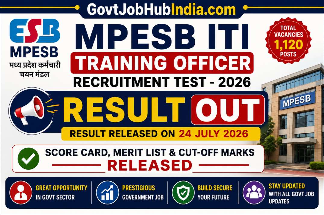 MPESB ITI Training Officer Result 2026