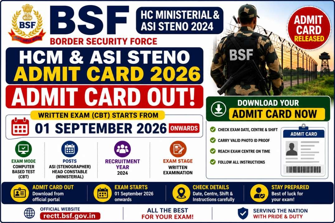 BSF HCM ASI Steno Admit Card 2026