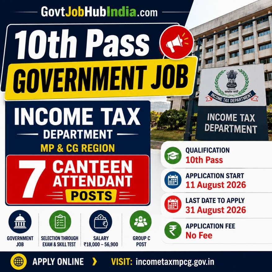 Income Tax Canteen Attendant Recruitment 2026