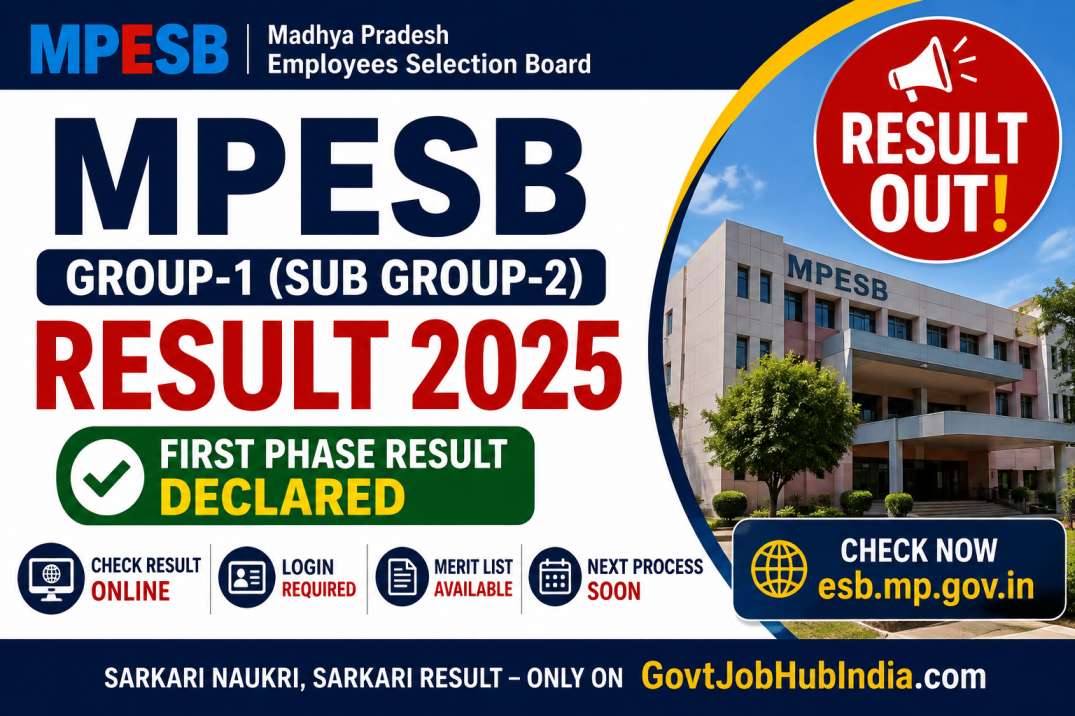 MPESB Group-1 Sub Group-2 First Phase Result 2025 Out
