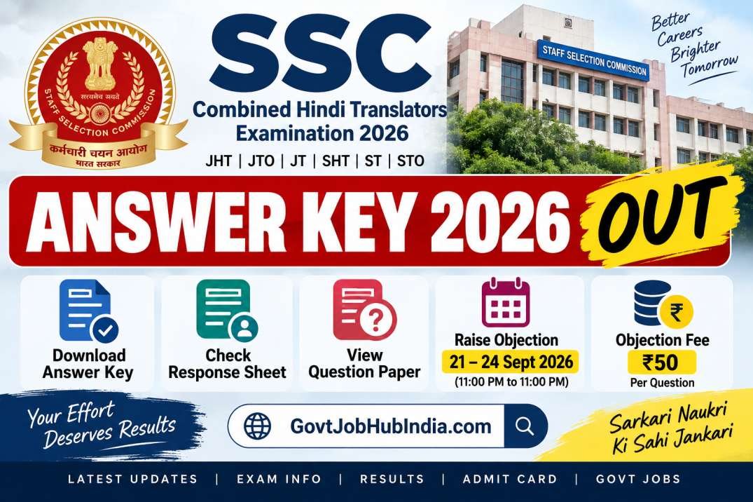 SSC JHT Answer Key 2026 Out
