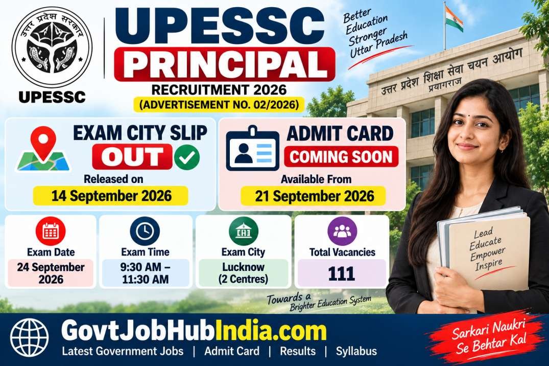 UPESSC Principal Exam City Slip 2026 Out