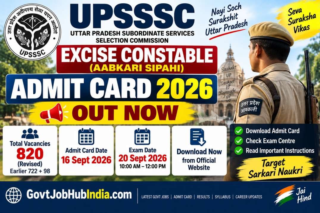 UPSSSC Excise Constable Admit Card 2026 Out