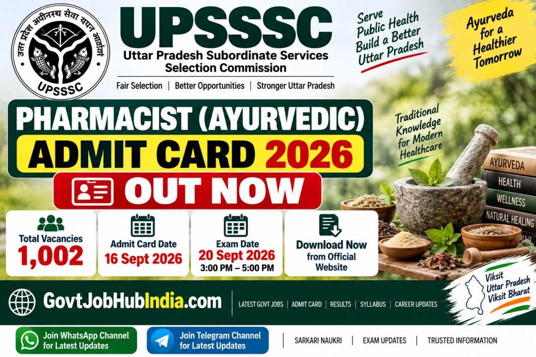 UPSSSC Pharmacist Ayurvedic Admit Card 2026 Out